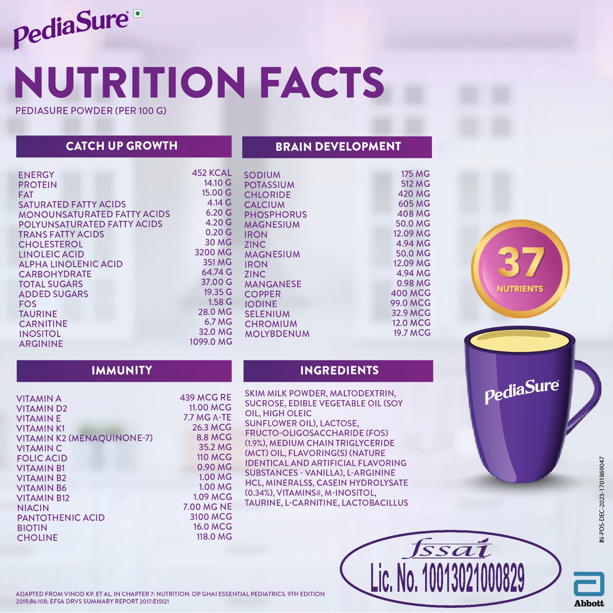 Pediasure Vanilla Flavour Nutrition Powder for Kids Growth, 375 gm Refill Pack, Pack of 1 Pediasure Vanilla Flavour Nutrition Powder for Kids Growth, 375 gm Refill Pack, Pack of 1