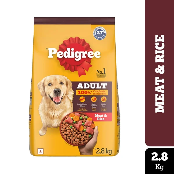 Pedigree Meat &amp; Rice Adult Dog Food, 2.8 kg, Pack of 1