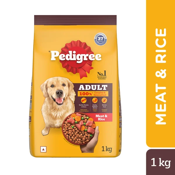 Pedigree Meat &amp; Rice Adult Dog Food, 1 kg, Pack of 1