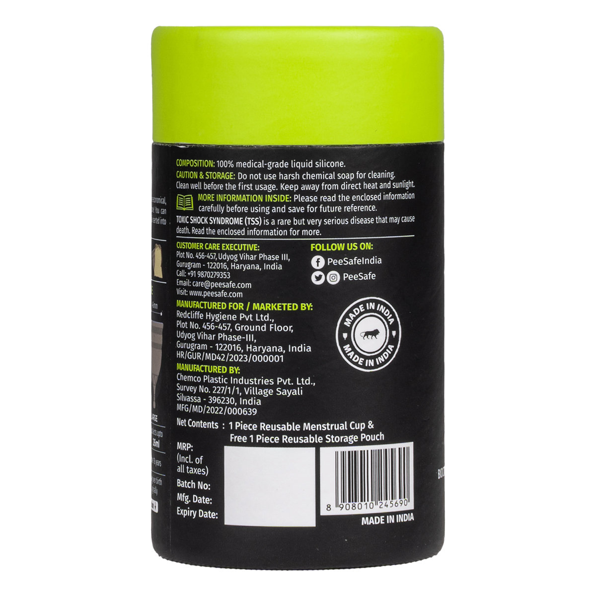 Pee Safe Reusable Menstrual Cup Large, 1 Count, Pack of 1 Pee Safe Reusable Menstrual Cup Large, 1 Count, Pack of 1