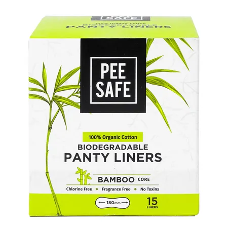 Pee Safe 100% Organic Cotton Biodegradable Panty Liners, 15 Count