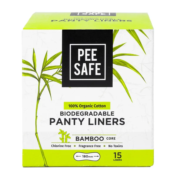 Pee Safe 100% Organic Cotton Biodegradable Panty Liners, 15 Count, Pack of 1
