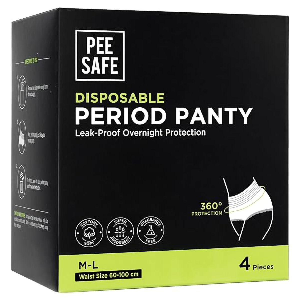 Pee Safe Disposable Period Panty M-L, 4 Count | Uses, Benefits, Price ...