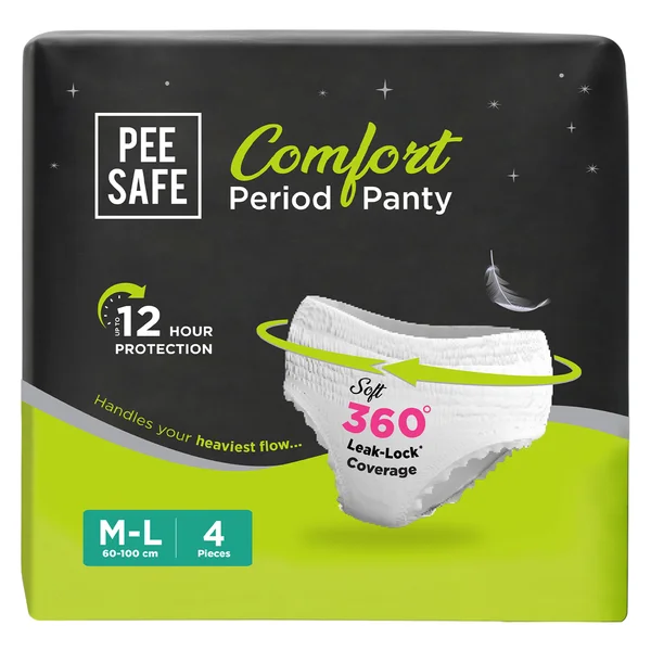 Pee Safe Comfort Period Panty M-L, 4 Count, Pack of 1
