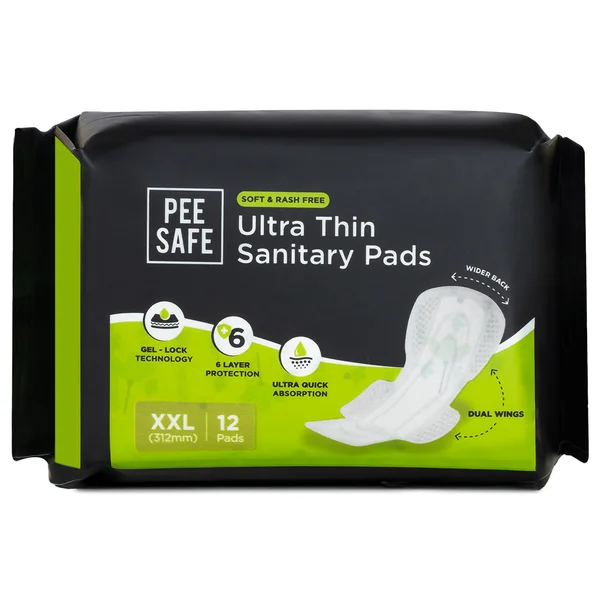 Pee Safe Ultra Thin Sanitary Pads XXL, 12 Count