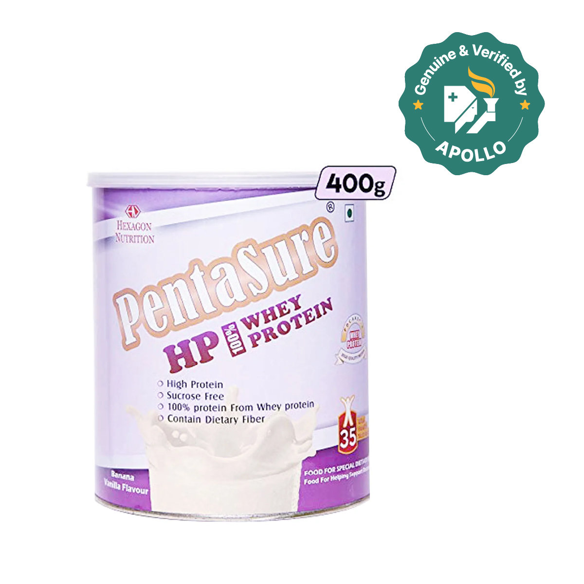 Pentasure HP Banana & Vanilla Flavour Whey Protein Powder, 400 gm Tin, Pack of 1 Pentasure HP Banana & Vanilla Flavour Whey Protein Powder, 400 gm Tin, Pack of 1