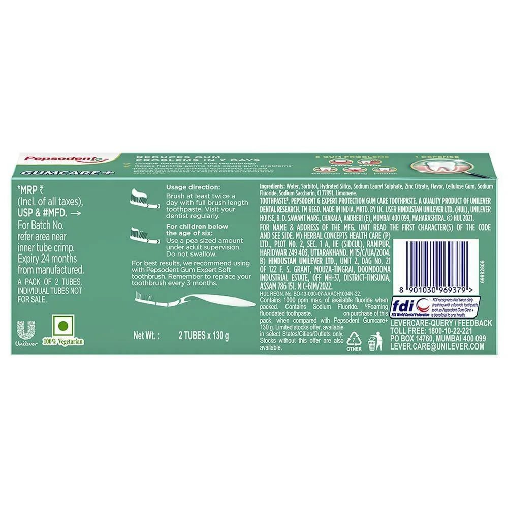 Pepsodent Expert Protection Gumcare Plus Toothpaste, 2x130 gm, Pack of 1 Pepsodent Expert Protection Gumcare Plus Toothpaste, 2x130 gm, Pack of 1