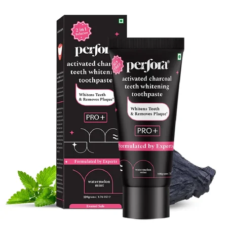 Perfora Activated Charcoal Watermelon Mint Flavour Toothpaste 100 gm|Teeth Whitening, Plaque Removal|For Men & Women