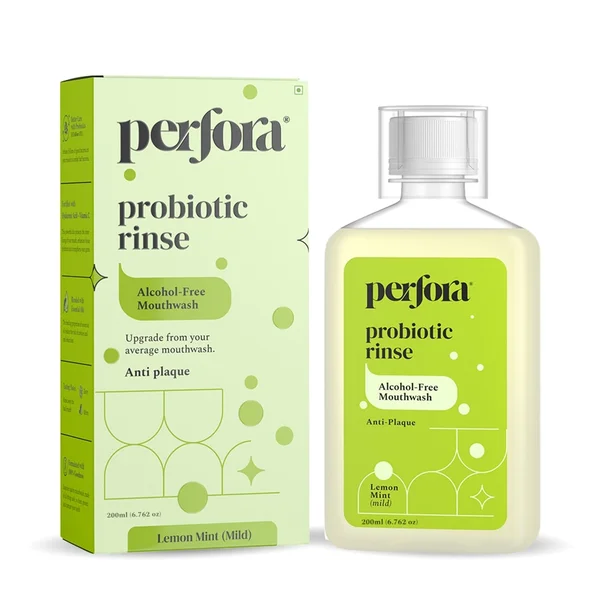 Perfora Probiotic Rinse Lemon Mint Mouthwash 200 ml| Vitamin C Mouth Freshener For Dental Hygiene &amp; Fresh Breath, Pack of 1