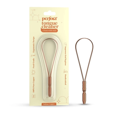 Perfora Copper Tongue Cleaner 1 Count|100% Indian Copper|For Fresh Breath &amp; Bacteria Removal|For Men and Women, Pack of 1