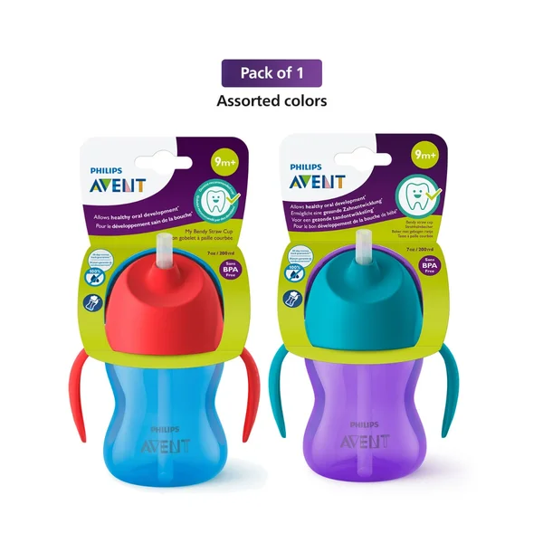 Philips Avent Sipper Bottle for Kids | 9m+ | 200ml | Pack of 1 |(Blue/Purple)