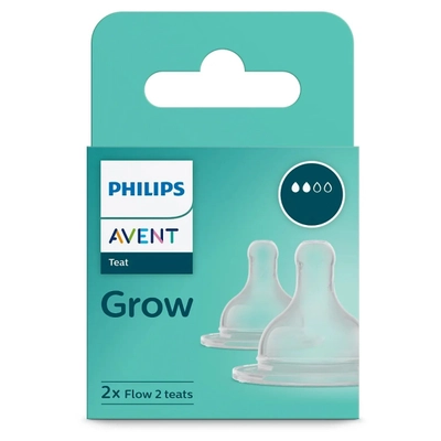 Philips Avent Grow Teat for 3M+ Baby SCY096/01, 2 Count, Pack of 1