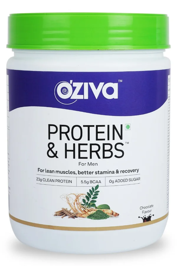 Oziva Protein & Herbs For Men Chocolate Flavour Powder 453 gm