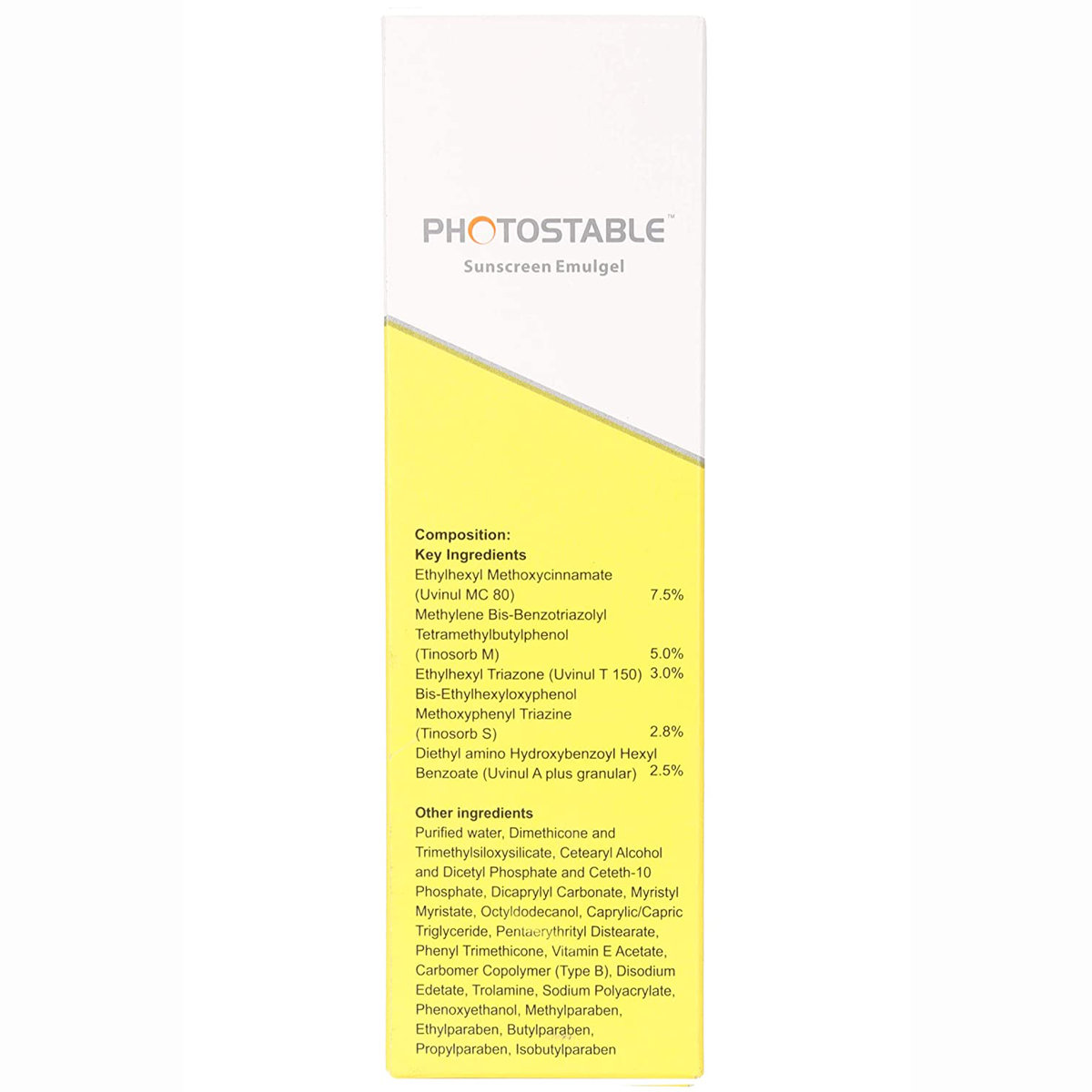 Photostable Sunscreen Emulgel SPF 40+ PA+++, 75 gm, Pack of 1 Photostable Sunscreen Emulgel SPF 40+ PA+++, 75 gm, Pack of 1