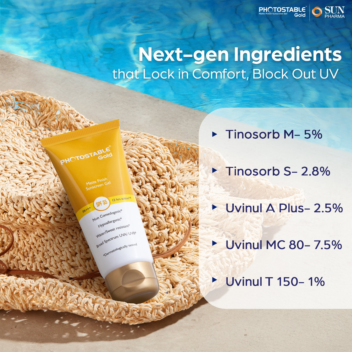 Photostable Gold Spf 55 Matte Finish Sunscreen Gel 50 gm, Pack of 1 Photostable Gold Spf 55 Matte Finish Sunscreen Gel 50 gm, Pack of 1