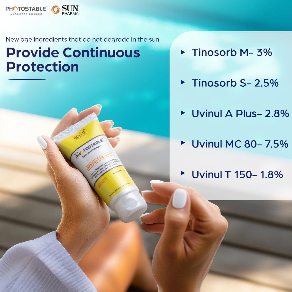 Photostable New SPF 55+ PA++++ Sunscreen Emulgel 50 gm, Pack of 1 Photostable New SPF 55+ PA++++ Sunscreen Emulgel 50 gm, Pack of 1