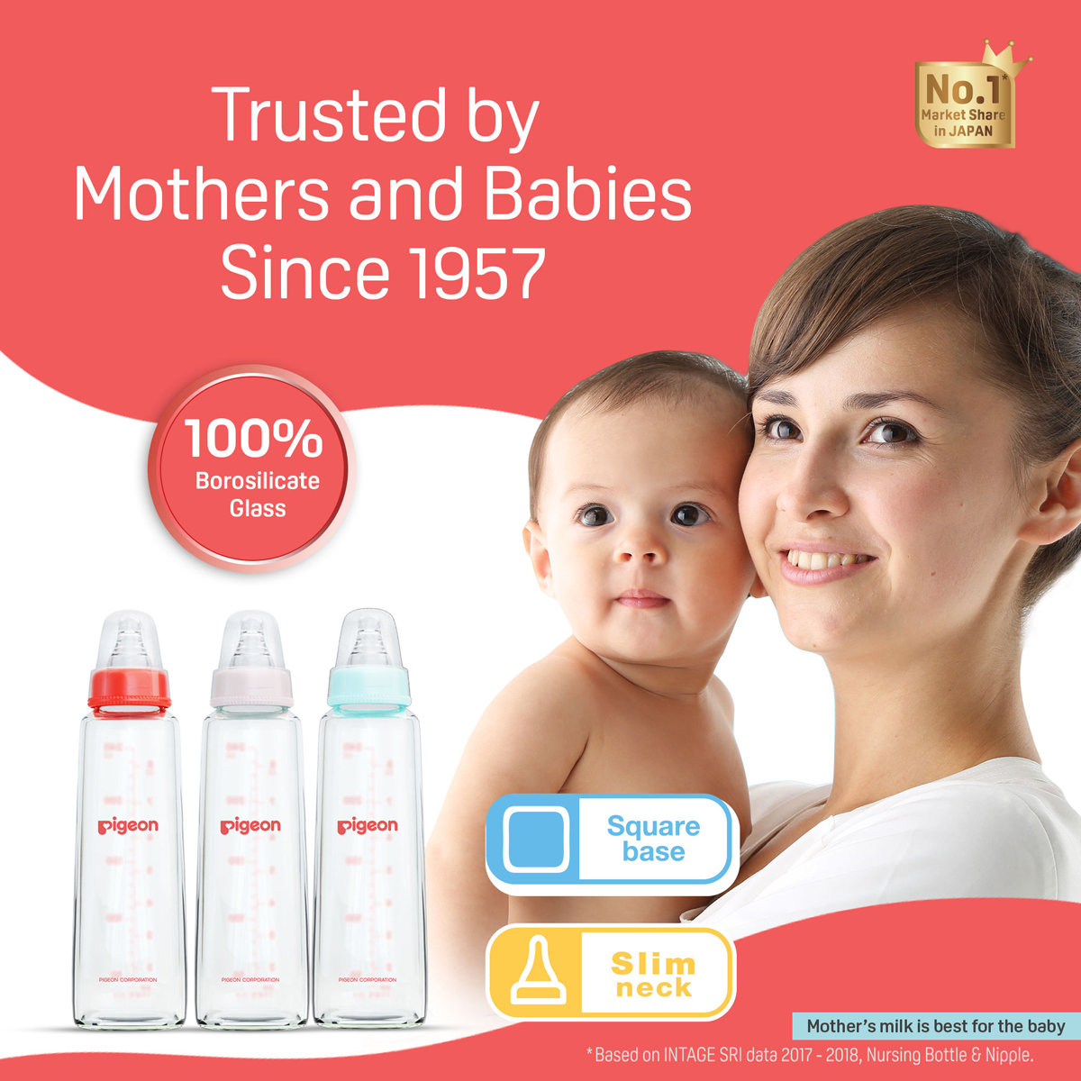 Pigeon Flexible Glass Feeding Bottle Large for 9+ Months, 240 ml, Pack of 1 Pigeon Flexible Glass Feeding Bottle Large for 9+ Months, 240 ml, Pack of 1