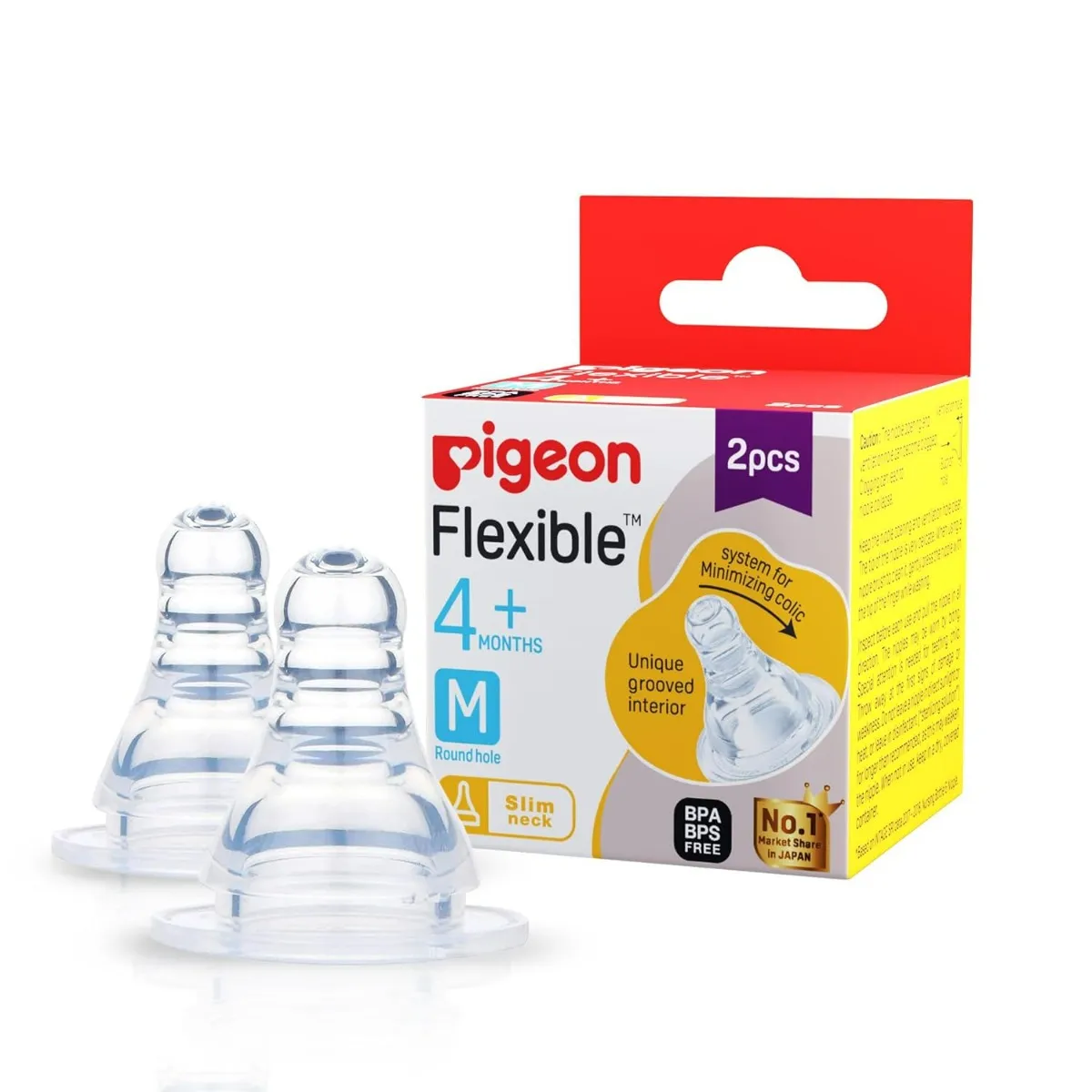 Buy Pigeon Flexible Nipple for 4+ Months Baby Medium, Count 19