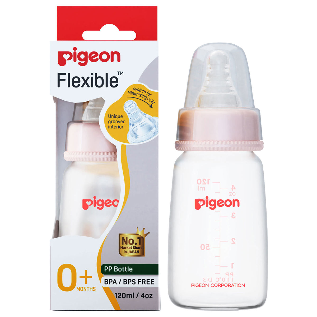 Buy Pigeon Peristaltic Nipple Plastic Feeding Bottle Small, 120 ml