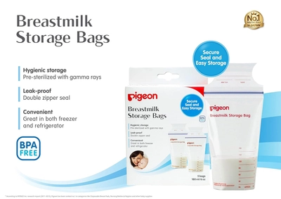 Pigeon Breast Milk Storage Bags 180ml Z858, 5 Count, Pack of 1