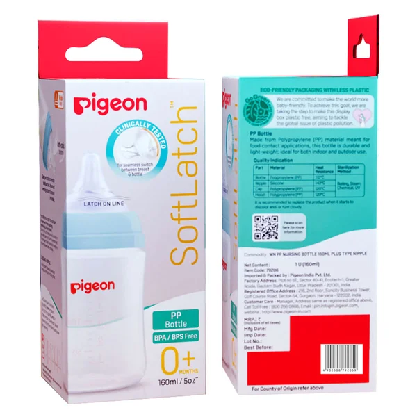 Pigeon Softlatch PP Bottle for 0+ Months (79204), 240 ml, Pack of 1