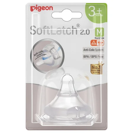 Pigeon Softlatch 2.0 Nipple Medium 80605 for 3+ Months, 1 Count