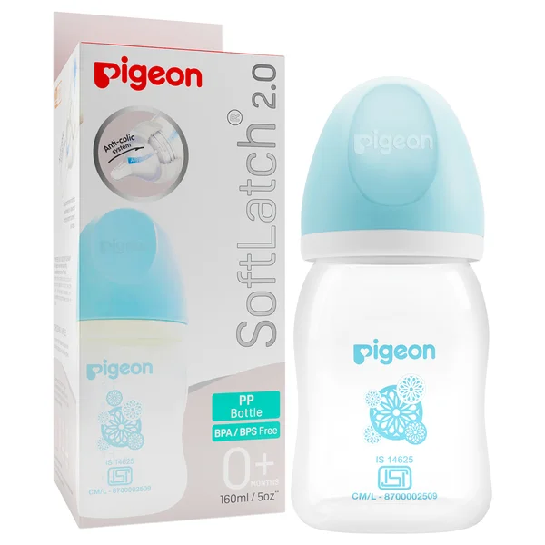 Pigeon Softlatch 2.0 Nursing Blue Bottle 80587, 160 ml, Pack of 1