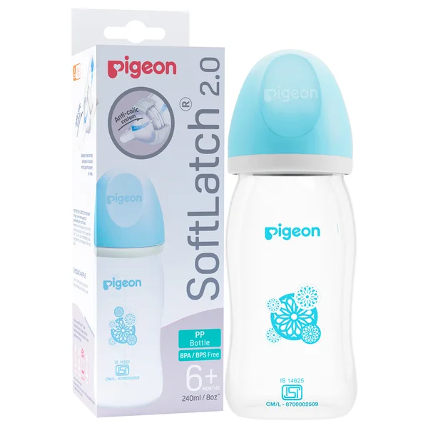 Pigeon Softlatch 2.0 Nursing Bottle Blue, 240 ml, Pack of 1