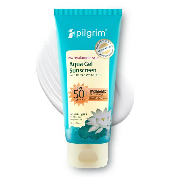 Pilgrim 1% Hyaluronic Acid SPF 50 PA+++ Sunscreen Gel, 50 gm, Pack of 1