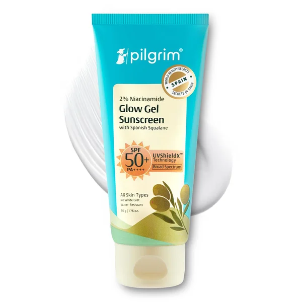Pilgrim 2% Niacinamide Glow SPF 50 PA+++ Sunscreen, 50 gm, Pack of 1