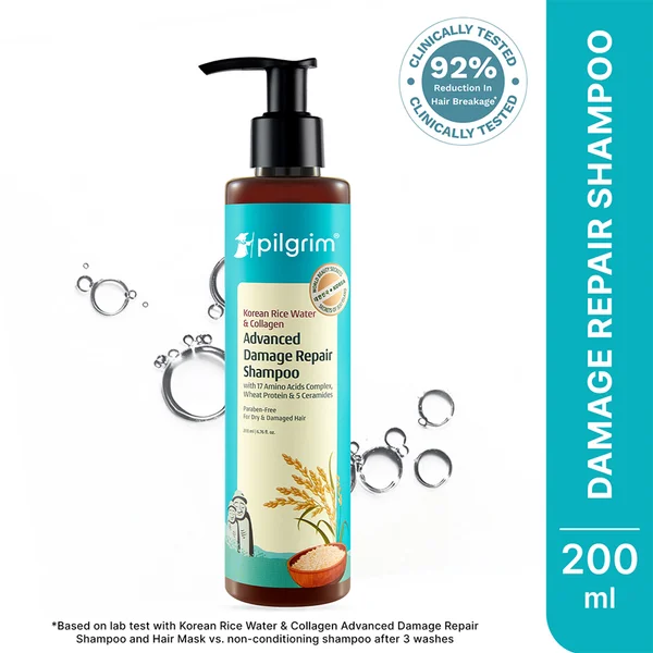 Pilgrim Rice Water & Collagen Advanced Repair Shampoo, 200 ml