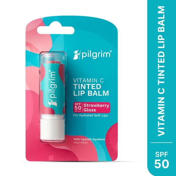 Pilgrim Vit C SPF 50 Pa+++ Strawbery Gloss Lip Balm, 4.5 gm