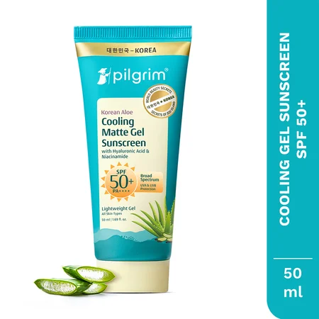 Pilgrim Korean Aloe SPF 50+ PA+ Cooling Matte Sunscreen, 50 ml