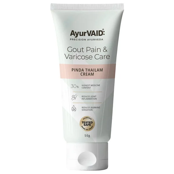 AyurVAID Pinda Thailam Cream, 50 gm - Relief for Gout Pain &amp; Varicose Discomfort, Pack of 1