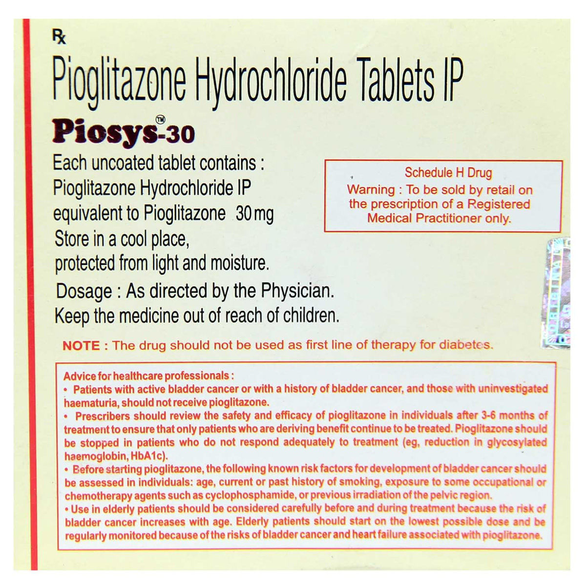Piosys-30 Tablet 30's, Pack of 30 TabletS