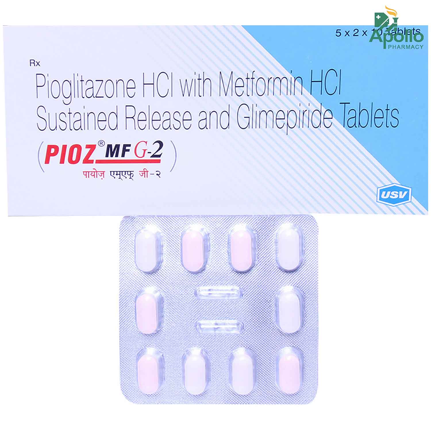 Pioz MF G 2 Tablet 10's, Pack of 10 TABLETS Pioz MF G 2 Tablet 10's, Pack of 10 TABLETS