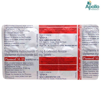 Piomed M 15 Tablet 10's, Pack of 10 TabletS