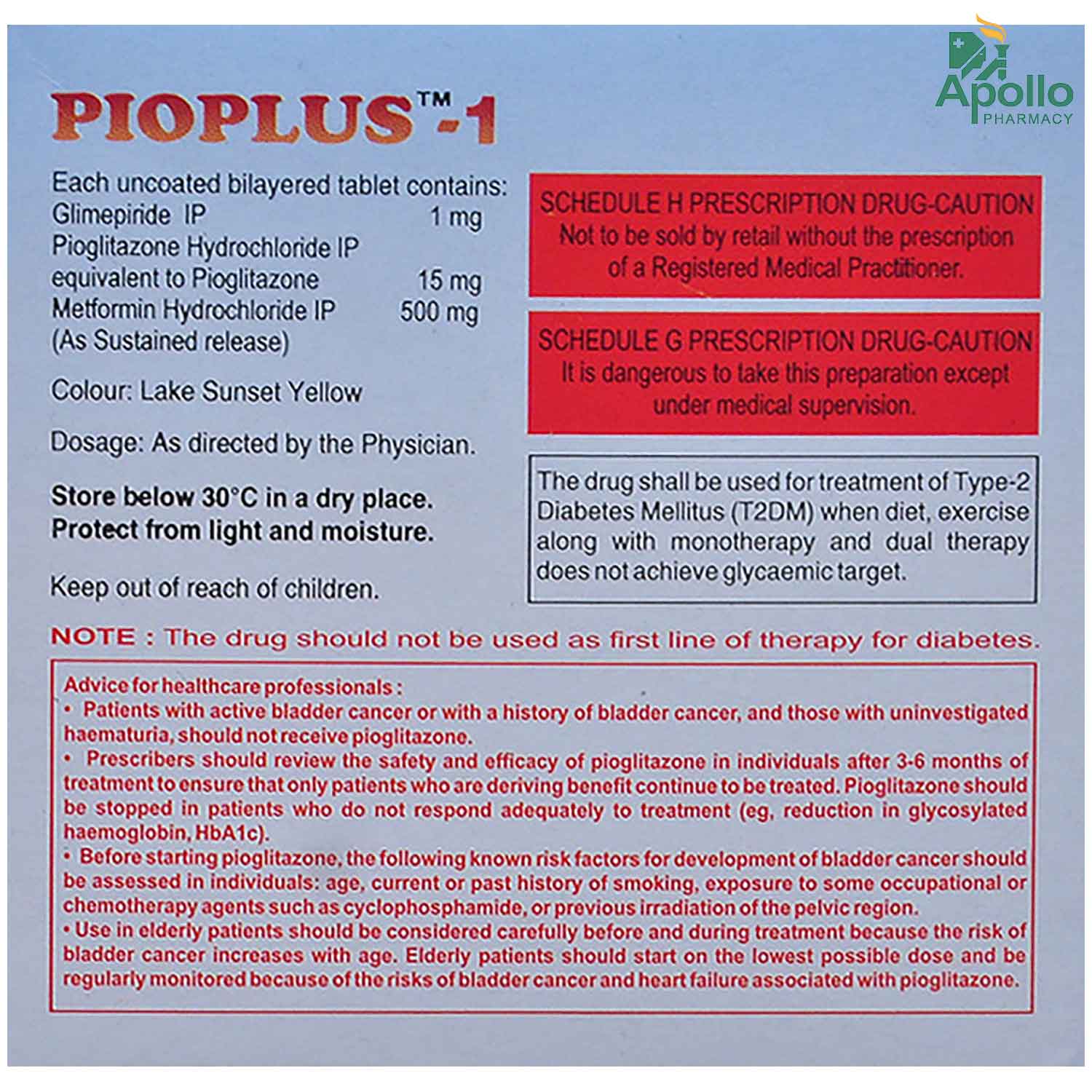 Pioplus-1 Tablet 15's, Pack of 15 TabletS Pioplus-1 Tablet 15's, Pack of 15 TabletS