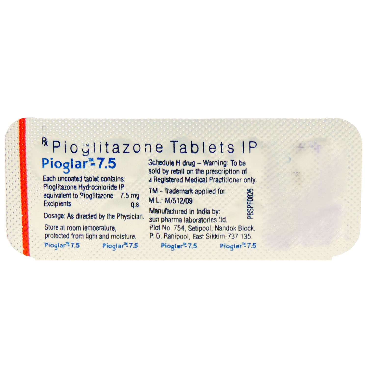 Pioglar-7.5 Tablet 10's, Pack of 10 TABLETS Pioglar-7.5 Tablet 10's, Pack of 10 TABLETS