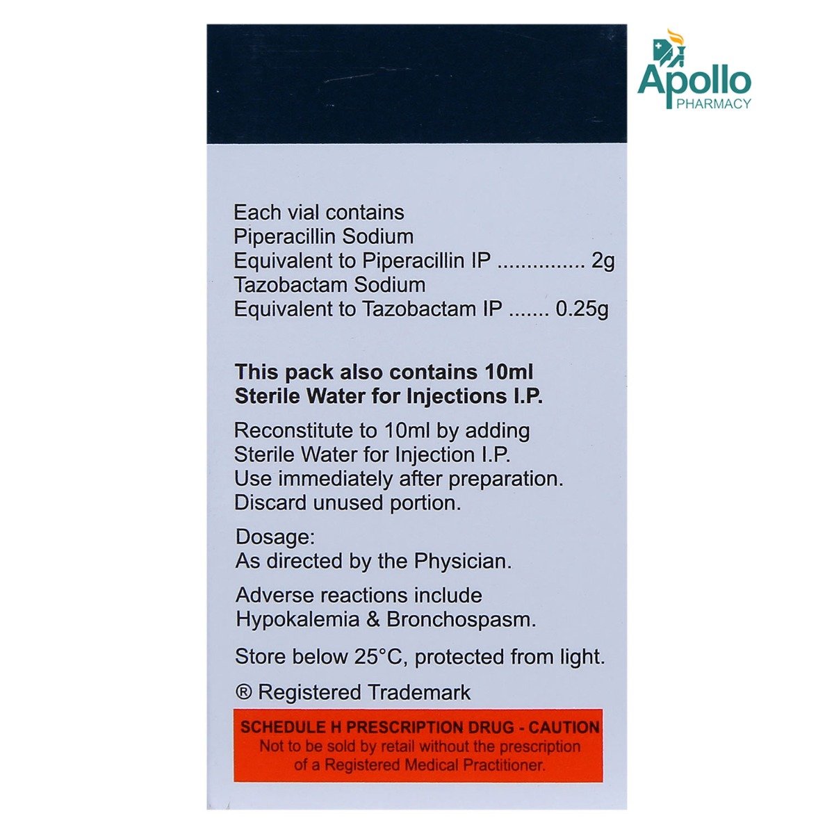 Piptaz 2.25 gm Injection 1's, Pack of 1 Injection Piptaz 2.25 gm Injection 1's, Pack of 1 Injection