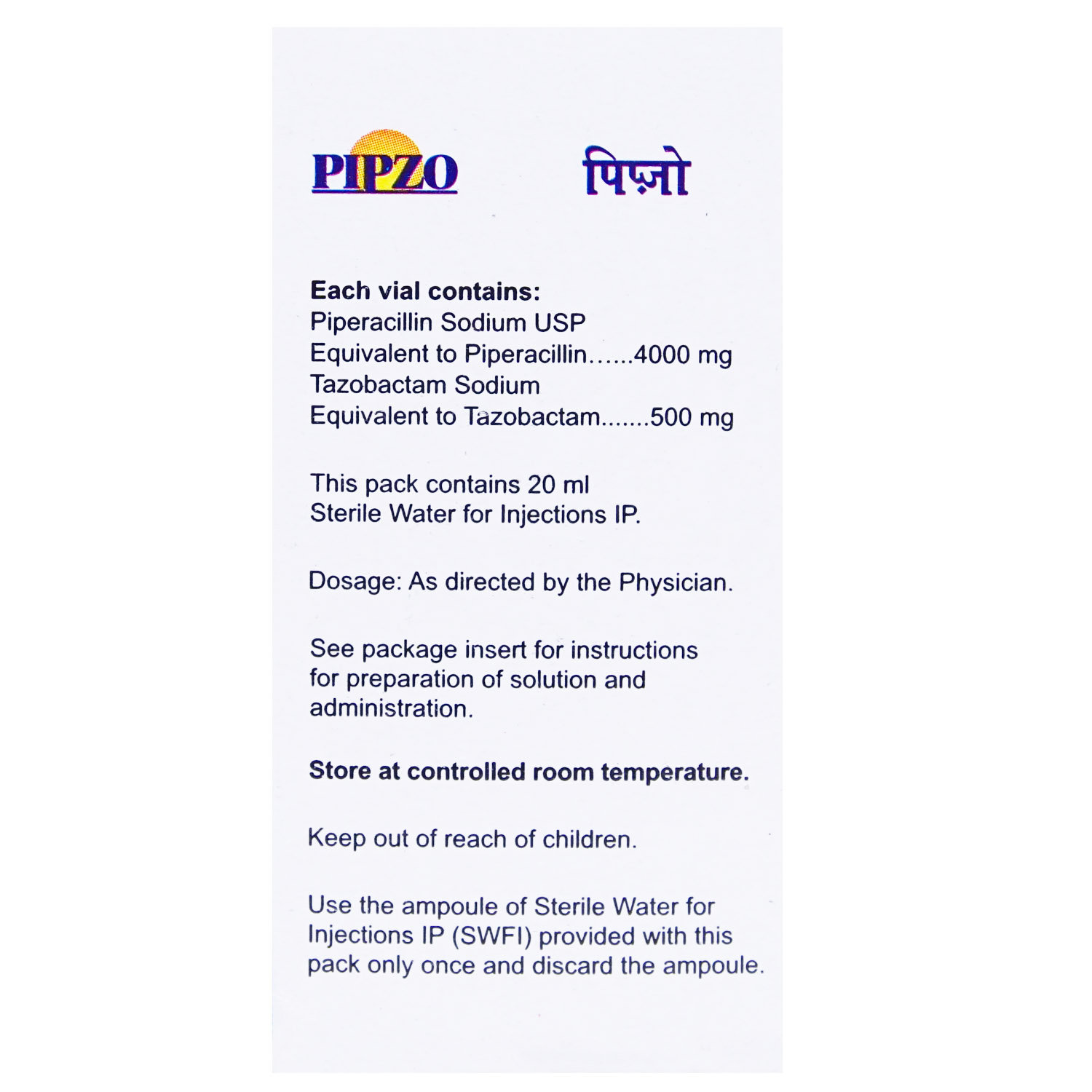 Pipzo 4.5 gm Injection 1's, Pack of 1 INJECTION Pipzo 4.5 gm Injection 1's, Pack of 1 INJECTION