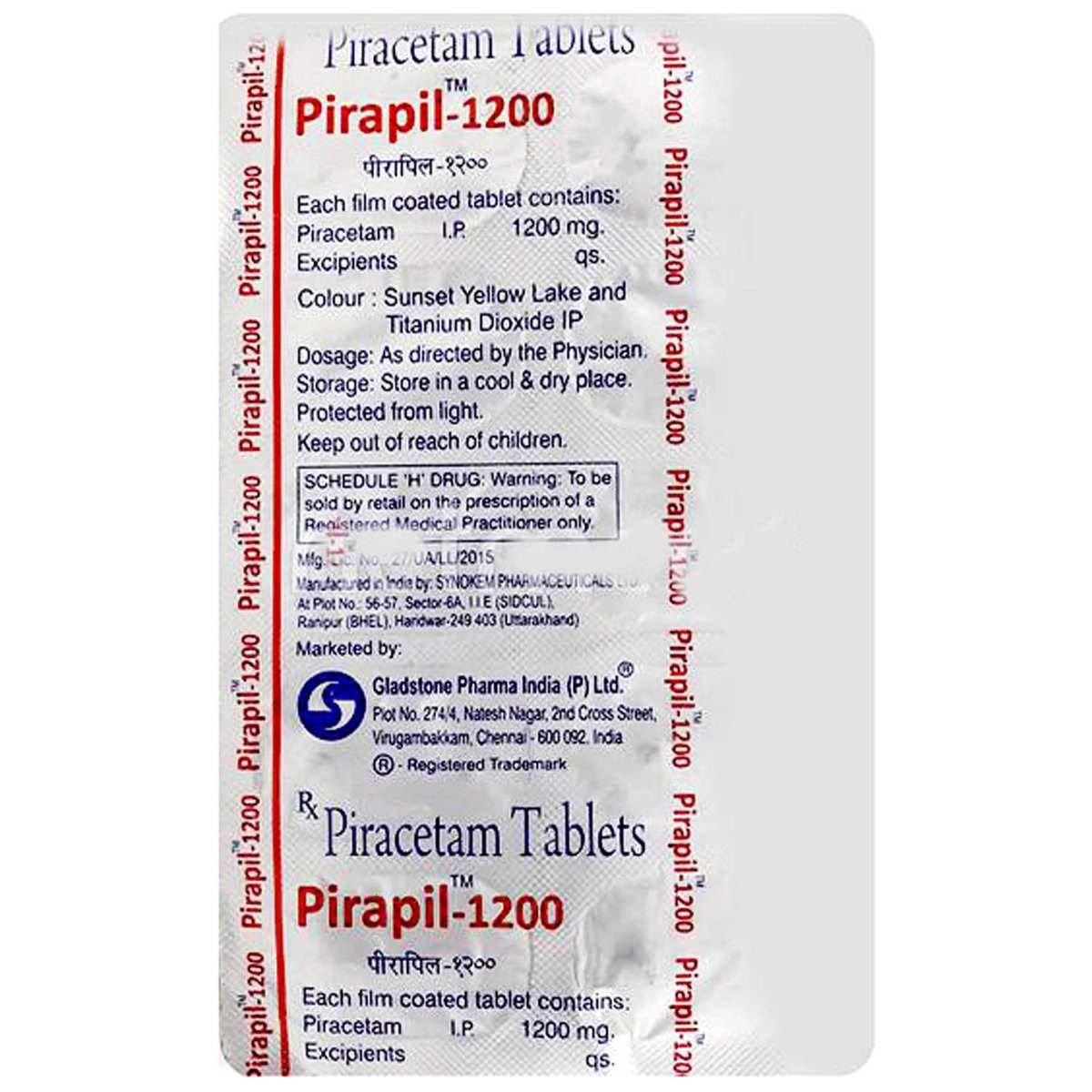 Pirapil-1200 Tablet 10's, Pack of 10 TABLETS Pirapil-1200 Tablet 10's, Pack of 10 TABLETS