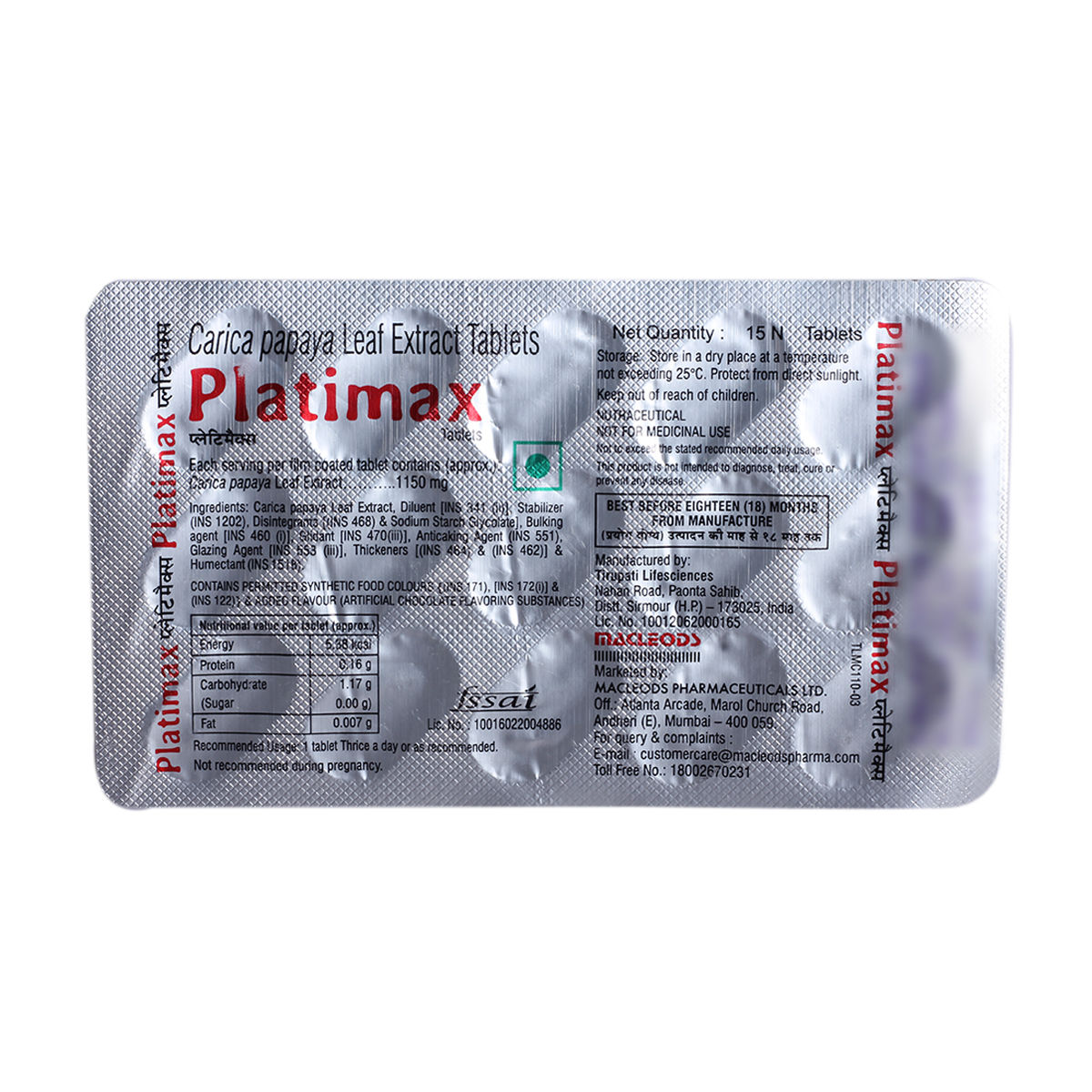 Buy Platimax Tablet 15's Online