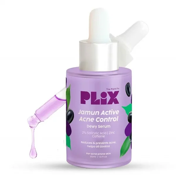 Plix Jamun Active Acne Control Dewy Serum 30 ml | 2% Salicylic Acid, Zinc, Caffiene | Reduces Acne, Excess Oil | For Acne Prone Skin, Pack of 1