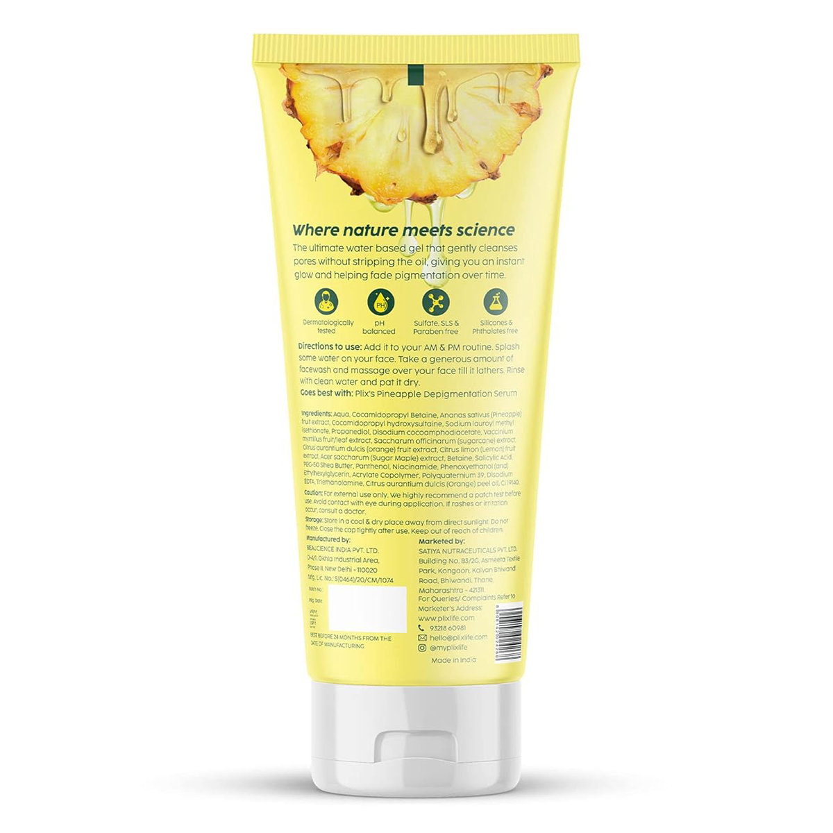 Plix Pineapple De-Pigmentation Juicy Face Wash 100 ml | Niacinamide, Pineapple, AHA, BHA | Reduces Pigmentation, Dark Spots | Gives Brighter & Even Toned Skin | For All Skin Type, Pack of 1 Plix Pineapple De-Pigmentation Juicy Face Wash 100 ml | Niacinamide, Pineapple, AHA, BHA | Reduces Pigmentation, Dark Spots | Gives Brighter & Even Toned Skin | For All Skin Type, Pack of 1