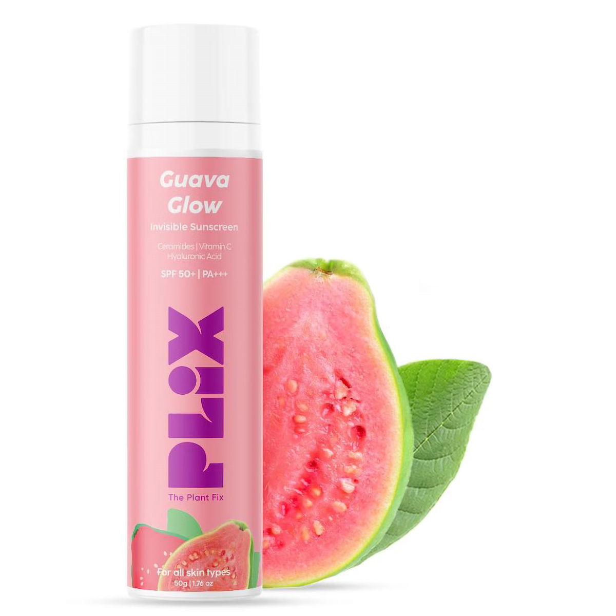 Buy Plix Guava Glow SPF50+ PA+++ Invisible Sunscreen, 50 gm | 19
