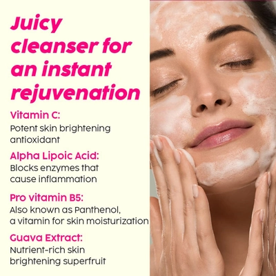 Plix Guava Glow Juicy Cleanser 100 ml | Vitamin C, ALA, Pro Vitamin B5 | Instantly Brightens Skin | For All Skin Type, Pack of 1