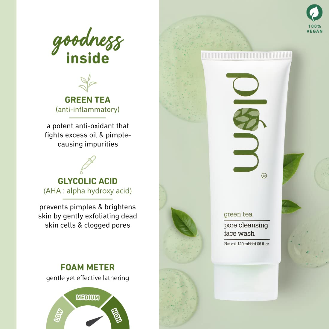 Plum Green Tea Pore Cleansing Face Wash 120 ml | Deep Pore Cleansing | Controls Excess Oil | Fights Acne | For Oily, Combination, Acne Prone Skin, Pack of 1 Plum Green Tea Pore Cleansing Face Wash 120 ml | Deep Pore Cleansing | Controls Excess Oil | Fights Acne | For Oily, Combination, Acne Prone Skin, Pack of 1