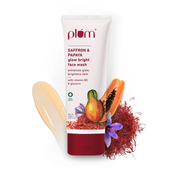 Plum Saffron & Papaya Glow Bright Face Wash, 100 ml