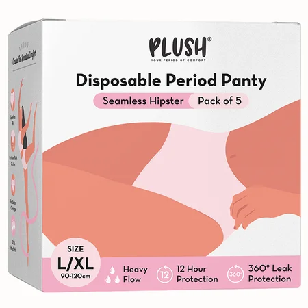 Plush Seamless Hipster Period Panty L-XL, 5 Count